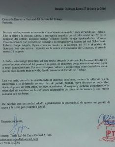 Tania renuncia